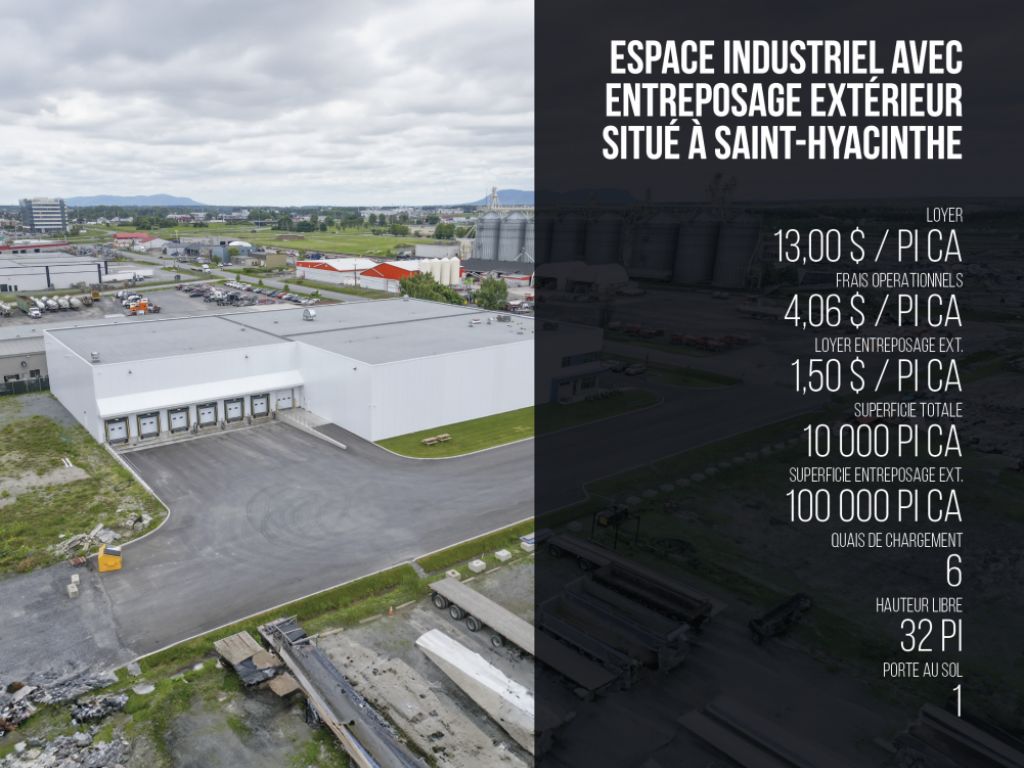 Espace industriel et entreposage � louer