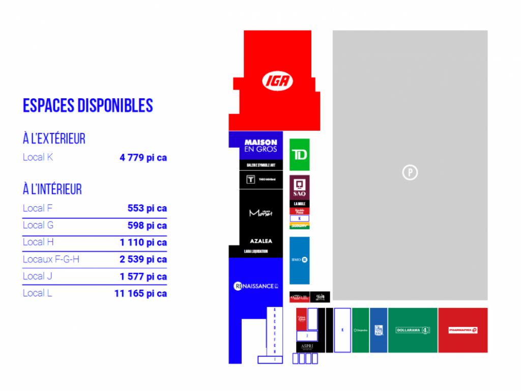 Available spaces at Galeries Normandie