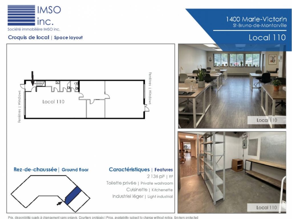 Bureaux et espaces industriels l�gers � louer � Saint-Bruno