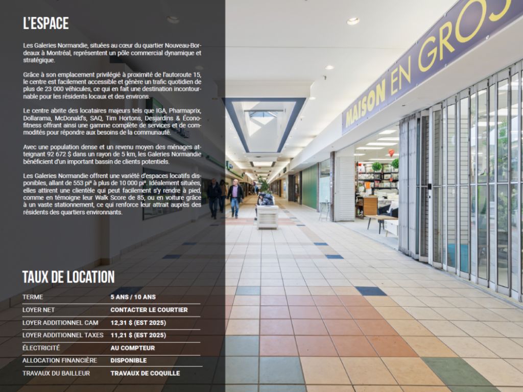 Available spaces at Galeries Normandie